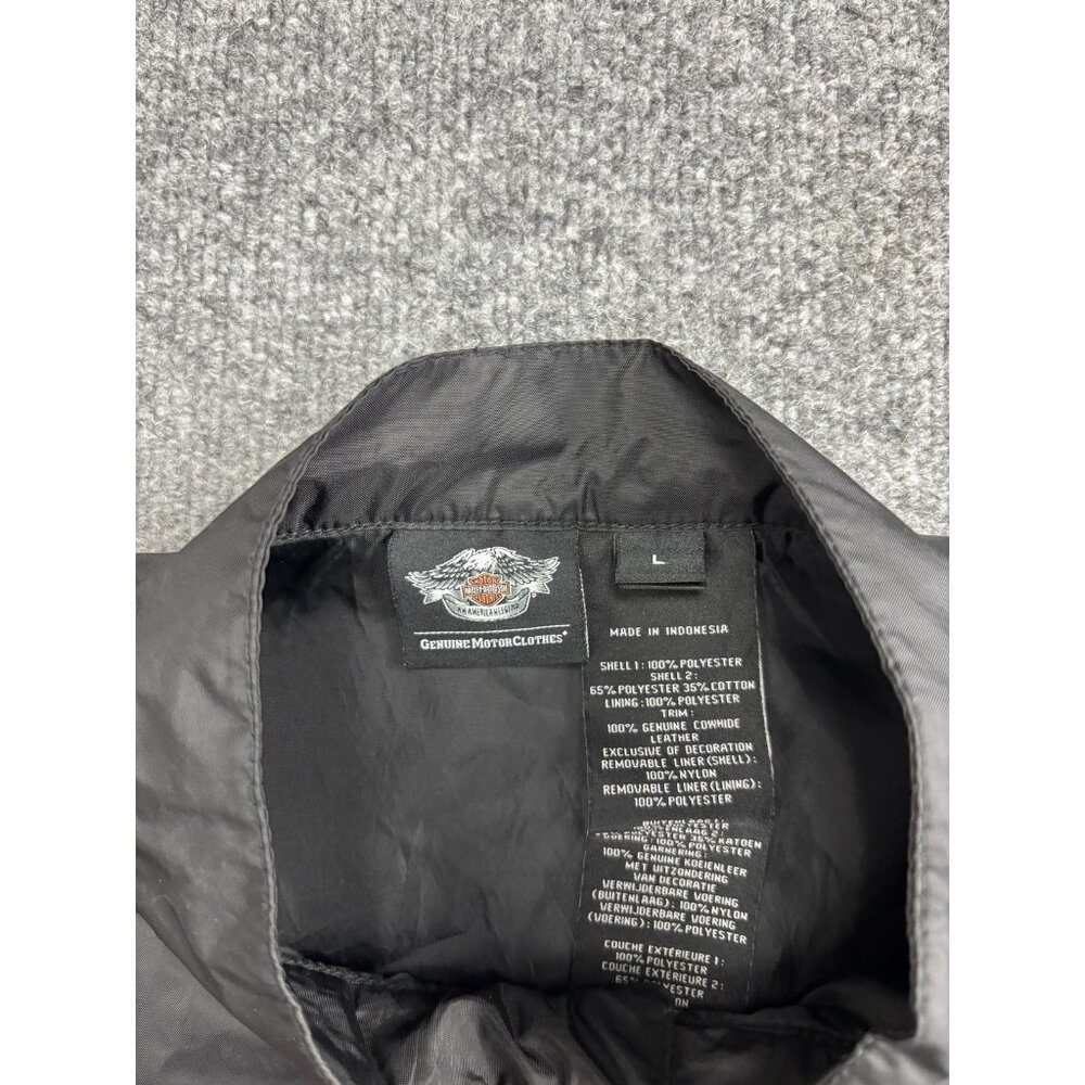 Harley Davidson Jacket Mens Large Black Lightweight Nylon Windbreaker Moto - Picture 2 of 7
